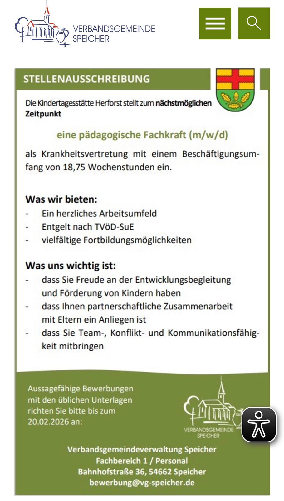 Stellenausschreibung Kita